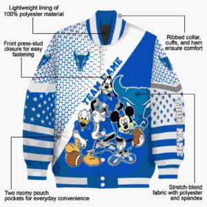 personalized buffalo bulls mickey donald goofy royal blue white jacket new arrival jacketwow