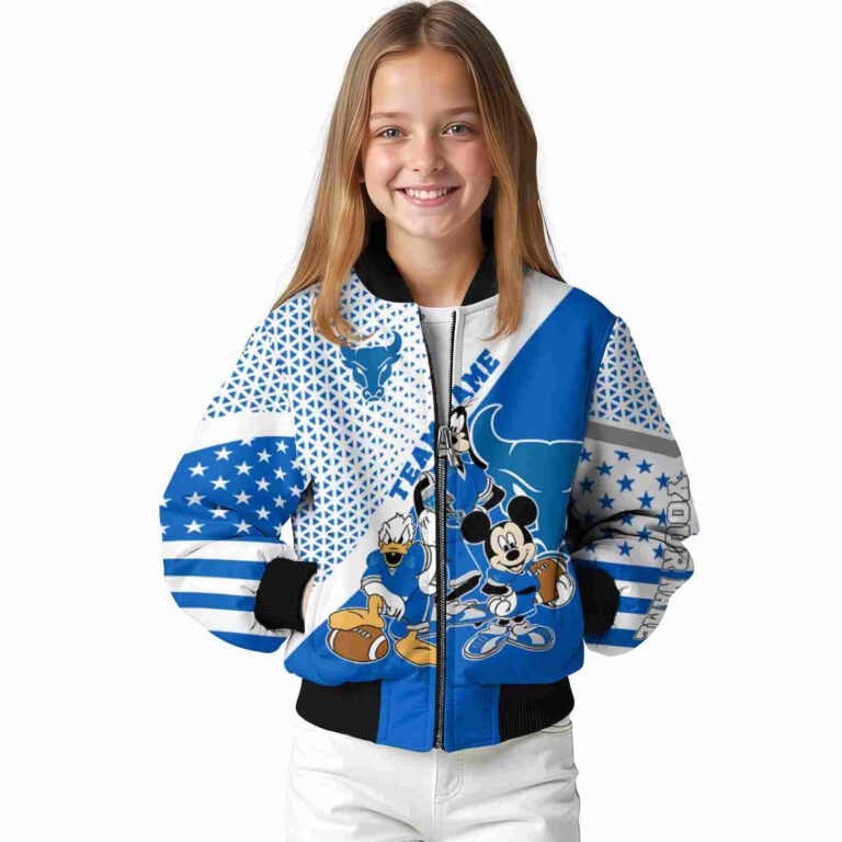 personalized buffalo bulls mickey donald goofy royal blue white jacket top rated jacketwow