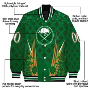 personalized buffalo sabres shamrock pattern green jacket new arrival jacketwow
