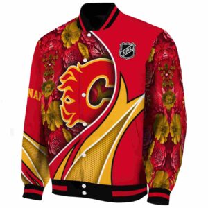 personalized calgary flames floral print red jacket best selling jacketwow