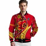 personalized calgary flames floral print red jacket best selling jacketwow