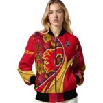 personalized calgary flames floral print red jacket best selling jacketwow
