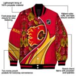 personalized calgary flames floral print red jacket best selling jacketwow