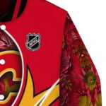 personalized calgary flames floral print red jacket best selling jacketwow