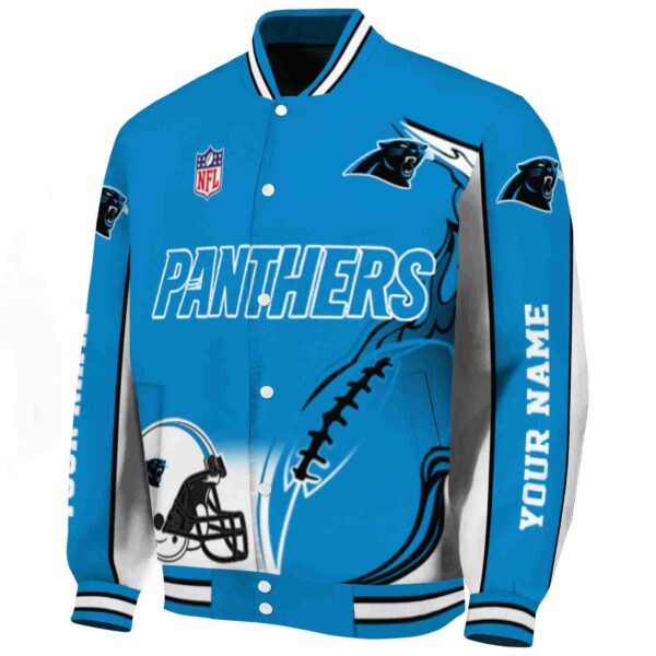 personalized carolina panthers flaming football blue white jacket best selling jacketwow