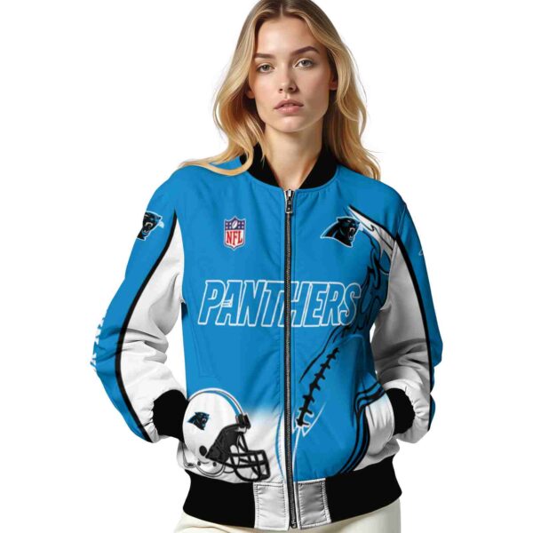 personalized carolina panthers flaming football blue white jacket latest model jacketwow
