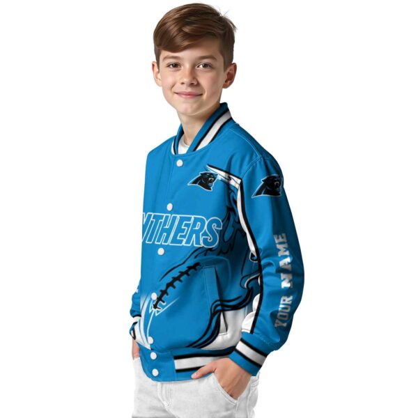 personalized carolina panthers flaming football blue white jacket trendy jacketwow