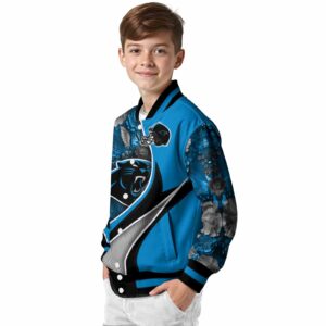 personalized carolina panthers floral print blue jacket trendy jacketwow
