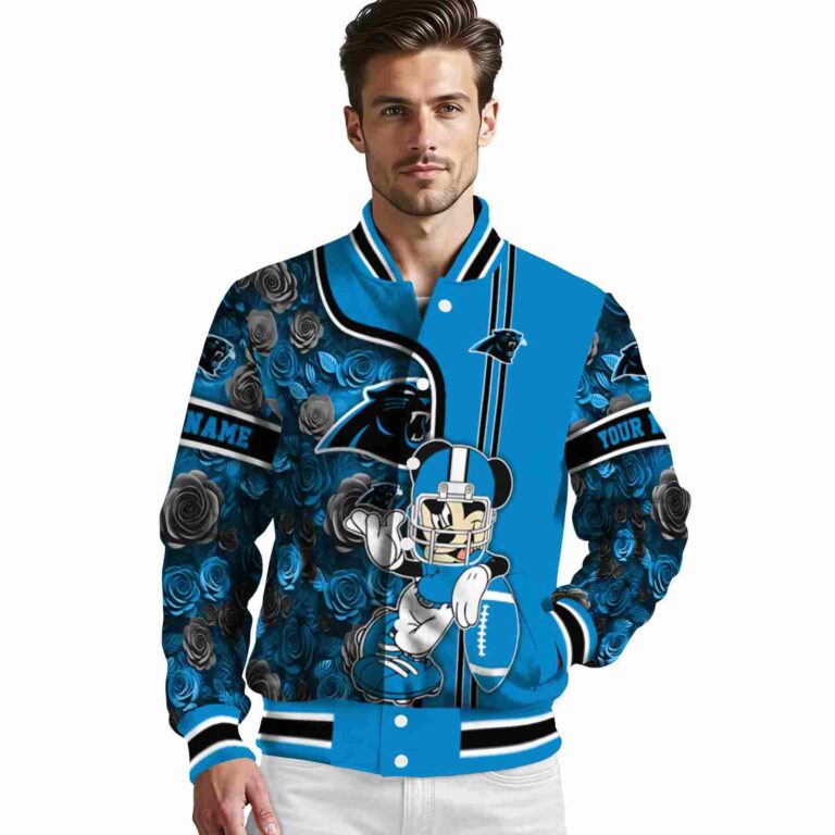personalized carolina panthers rose mickey blue jacket high quality jacketwow