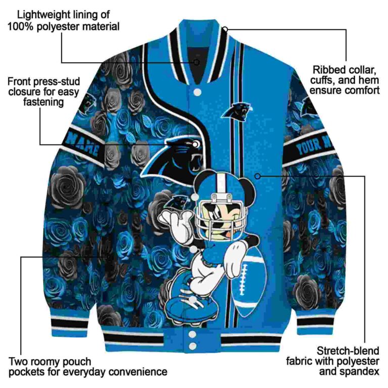 personalized carolina panthers rose mickey blue jacket new arrival jacketwow
