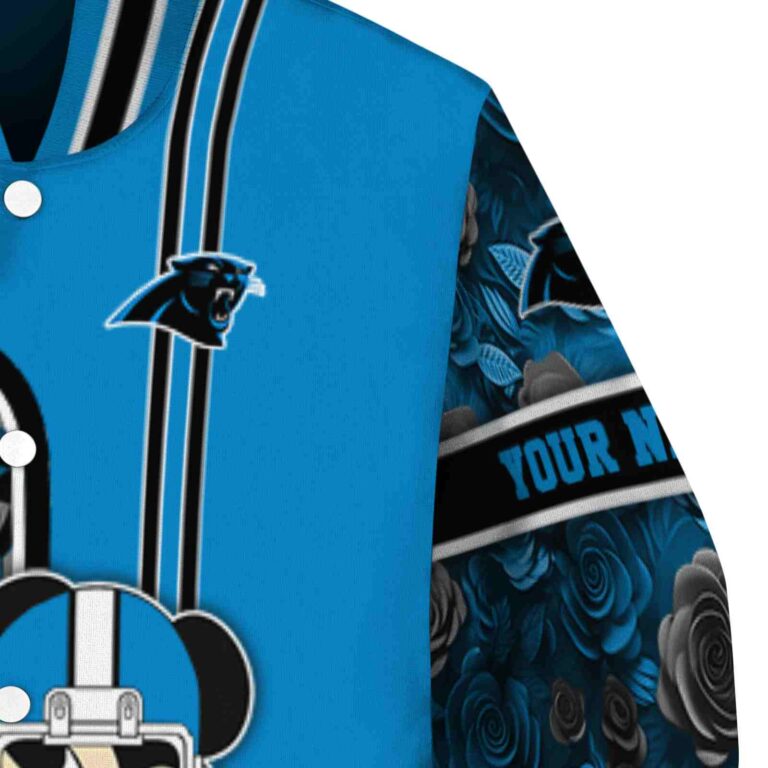 personalized carolina panthers rose mickey blue jacket premium grade jacketwow