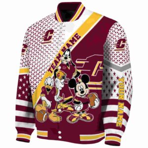personalized central michigan chippewas mickey donald goofy maroon white jacket best selling jacketwow