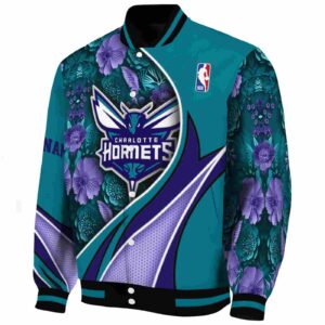 personalized charlotte hornets floral print teal jacket best selling jacketwow
