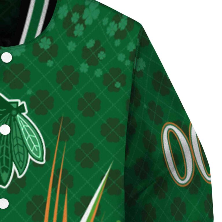 personalized chicago blackhawks shamrock pattern green jacket premium grade jacketwow
