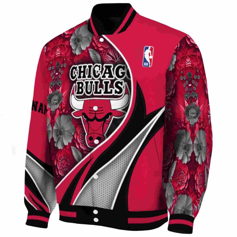 personalized chicago bulls floral print red jacket best selling jacketwow