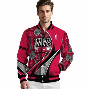 personalized chicago bulls floral print red jacket high quality jacketwow