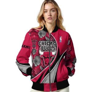 personalized chicago bulls floral print red jacket latest model jacketwow