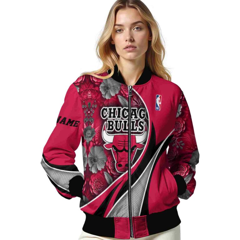 personalized chicago bulls floral print red jacket latest model jacketwow