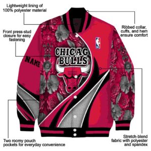 personalized chicago bulls floral print red jacket new arrival jacketwow