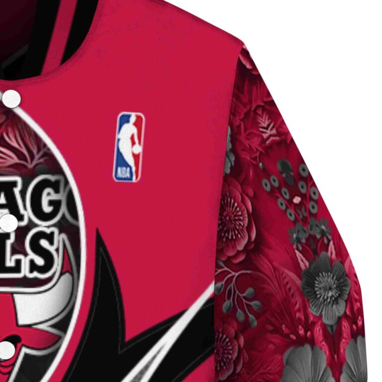 personalized chicago bulls floral print red jacket premium grade jacketwow