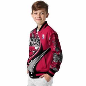 personalized chicago bulls floral print red jacket trendy jacketwow
