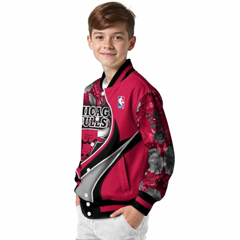 personalized chicago bulls floral print red jacket trendy jacketwow