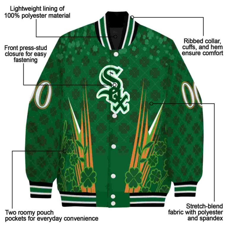 personalized chicago white sox shamrock pattern green jacket new arrival jacketwow