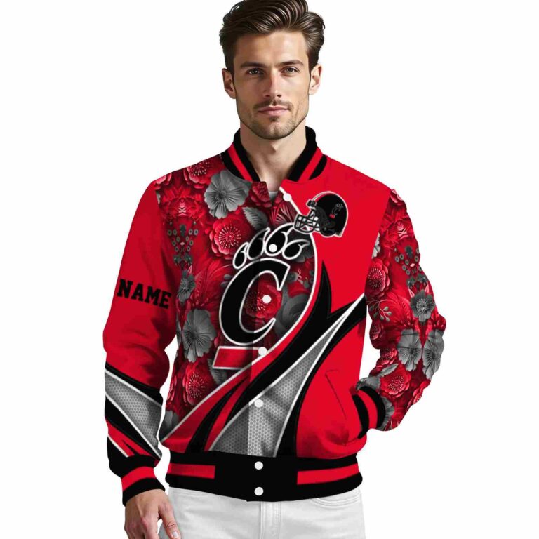 personalized cincinnati bearcats floral print red jacket high quality jacketwow