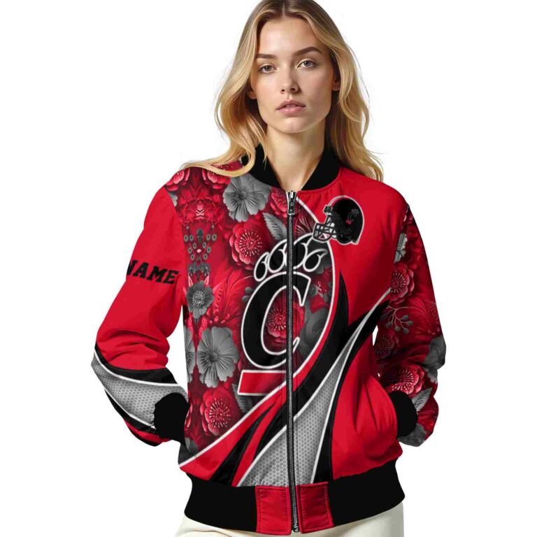 personalized cincinnati bearcats floral print red jacket latest model jacketwow