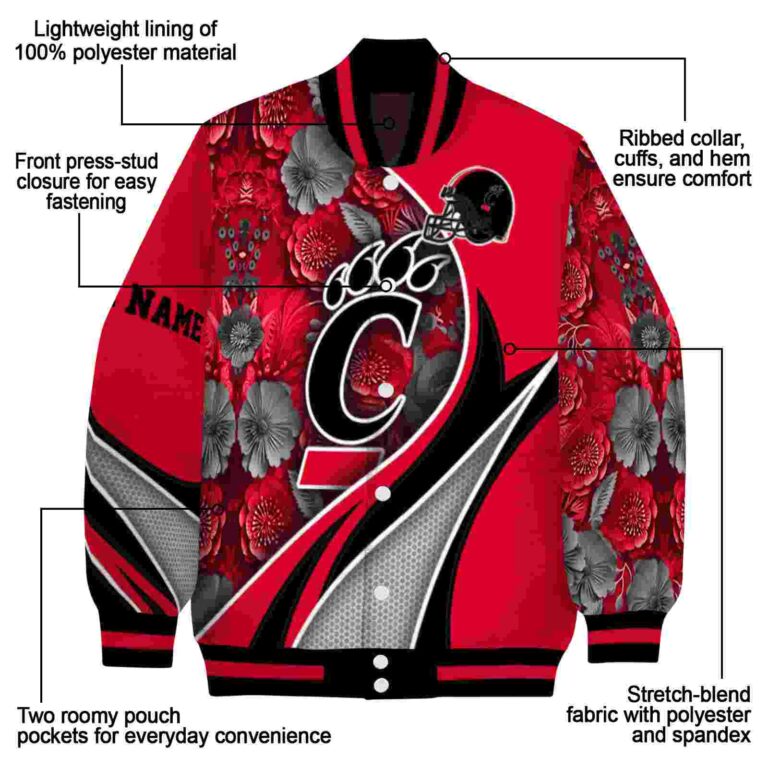 personalized cincinnati bearcats floral print red jacket new arrival jacketwow