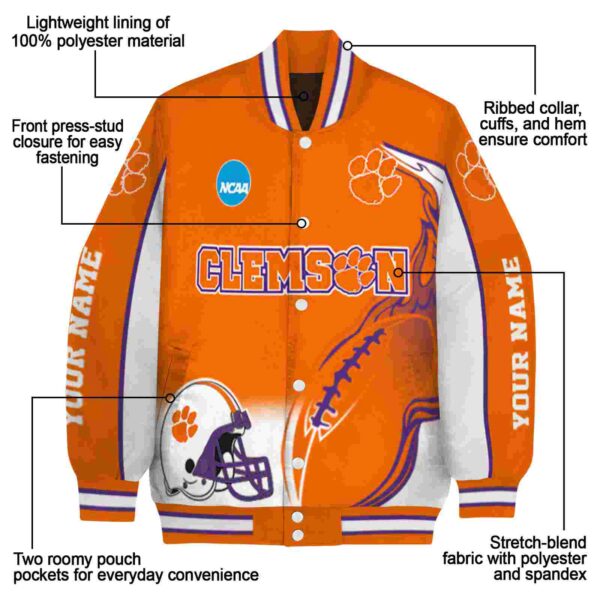 personalized clemson tigers flaming football orange white jacket new arrival jacketwow