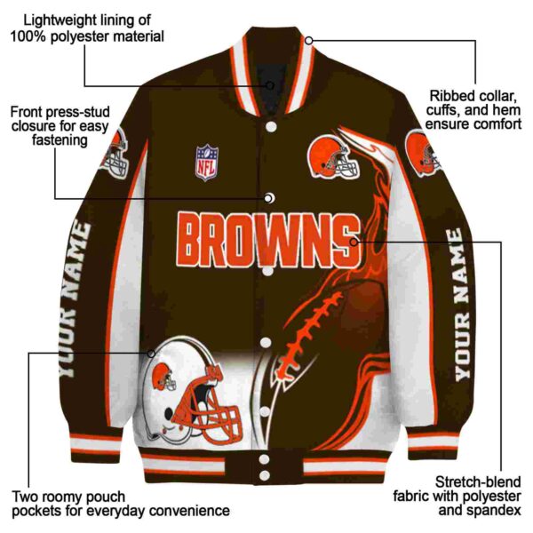 personalized cleveland browns flaming football brown white jacket new arrival jacketwow