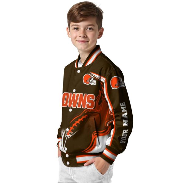 personalized cleveland browns flaming football brown white jacket trendy jacketwow
