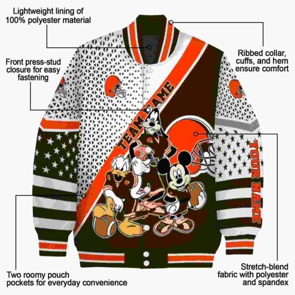 personalized cleveland browns mickey donald goofy brown white jacket new arrival jacketwow