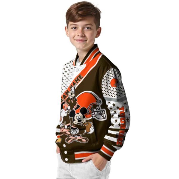 personalized cleveland browns mickey donald goofy brown white jacket trendy jacketwow
