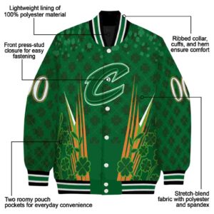 personalized cleveland cavaliers shamrock pattern green jacket new arrival jacketwow