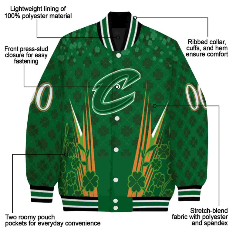 personalized cleveland cavaliers shamrock pattern green jacket new arrival jacketwow
