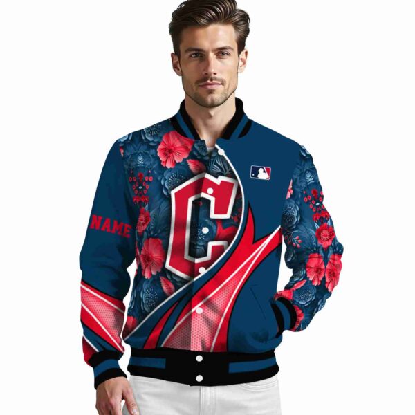 personalized cleveland guardians floral print navy blue jacket high quality jacketwow