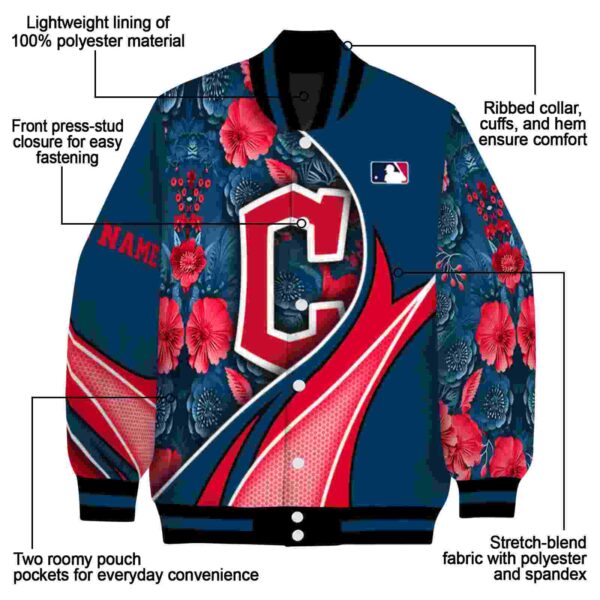 personalized cleveland guardians floral print navy blue jacket new arrival jacketwow