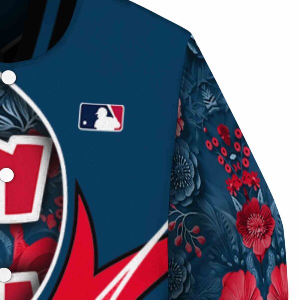 personalized cleveland guardians floral print navy blue jacket premium grade jacketwow