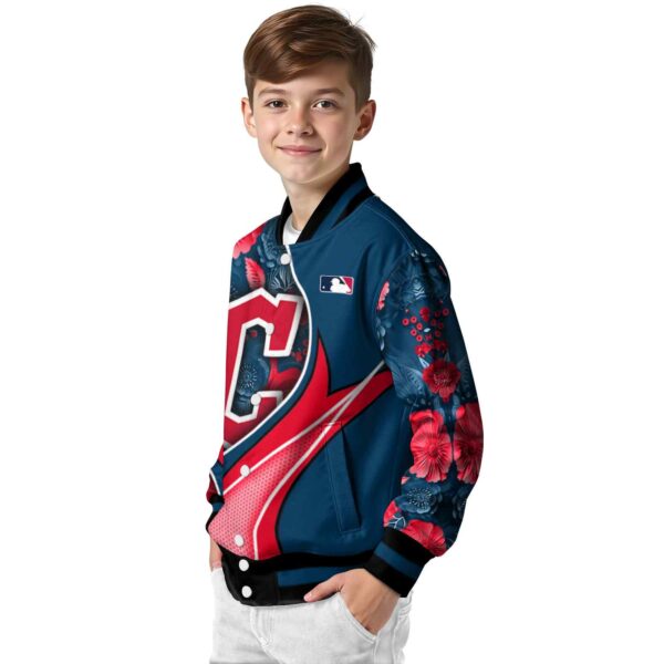 personalized cleveland guardians floral print navy blue jacket trendy jacketwow