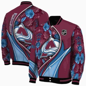 personalized colorado avalanche floral print burgundy jacket fashion forward jacketwow