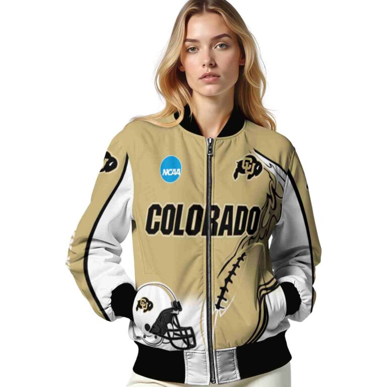 personalized colorado buffaloes flaming football gold white jacket latest model jacketwow
