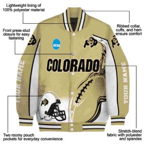 personalized colorado buffaloes flaming football gold white jacket new arrival jacketwow