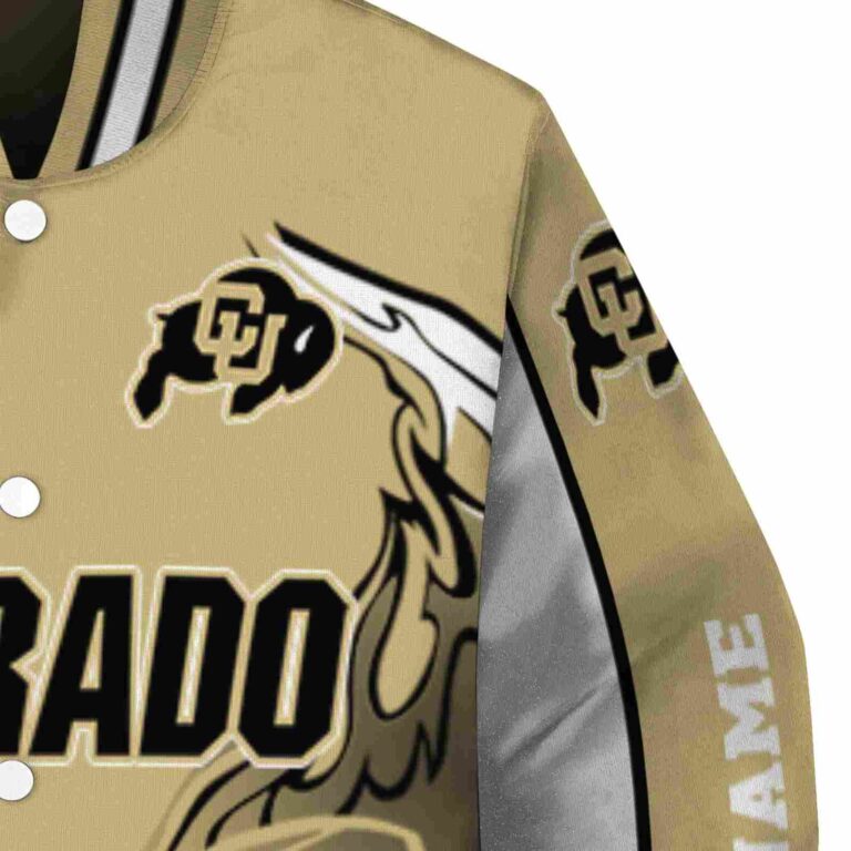 personalized colorado buffaloes flaming football gold white jacket premium grade jacketwow