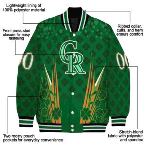 personalized colorado rockies shamrock pattern green jacket new arrival jacketwow