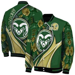personalized colorado state rams floral print green jacket fashion forward jacketwow