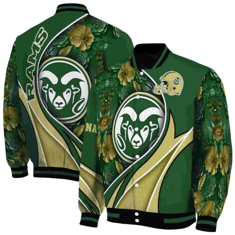 personalized colorado state rams floral print green jacket fashion forward jacketwow
