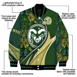 personalized colorado state rams floral print green jacket new arrival jacketwow