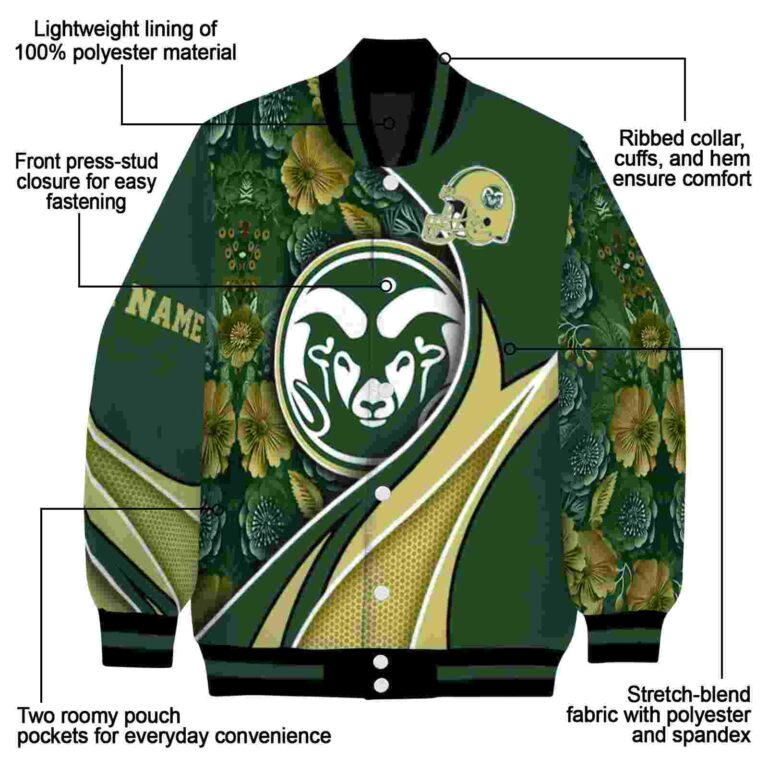 personalized colorado state rams floral print green jacket new arrival jacketwow